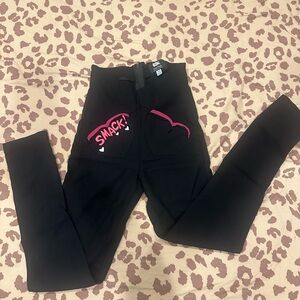 Unique Vintage Black Betty Boop Smack with Pink Heart Accent cigarette pants